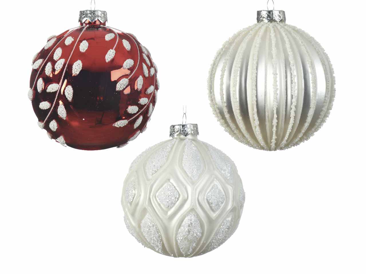 Sfera in vetro d.10cm nei colori bianco e rosso