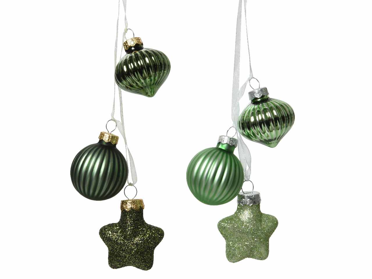 Appendino in vetro lucido, opaco e con glitter 3,5x4x11,5cm verde