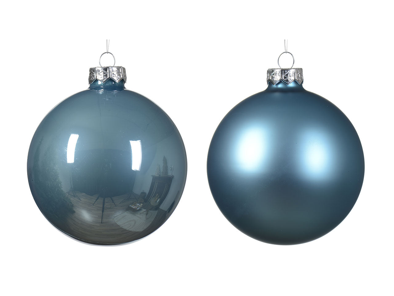 Palline di natale in vetro finitura smaltata e opaca colore canna da zucchero misura d.10cm