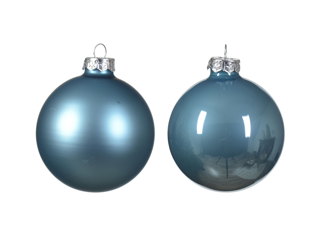 Palline di natale in vetro finitura smaltata e opaca colore canna da zucchero misura d.8cm