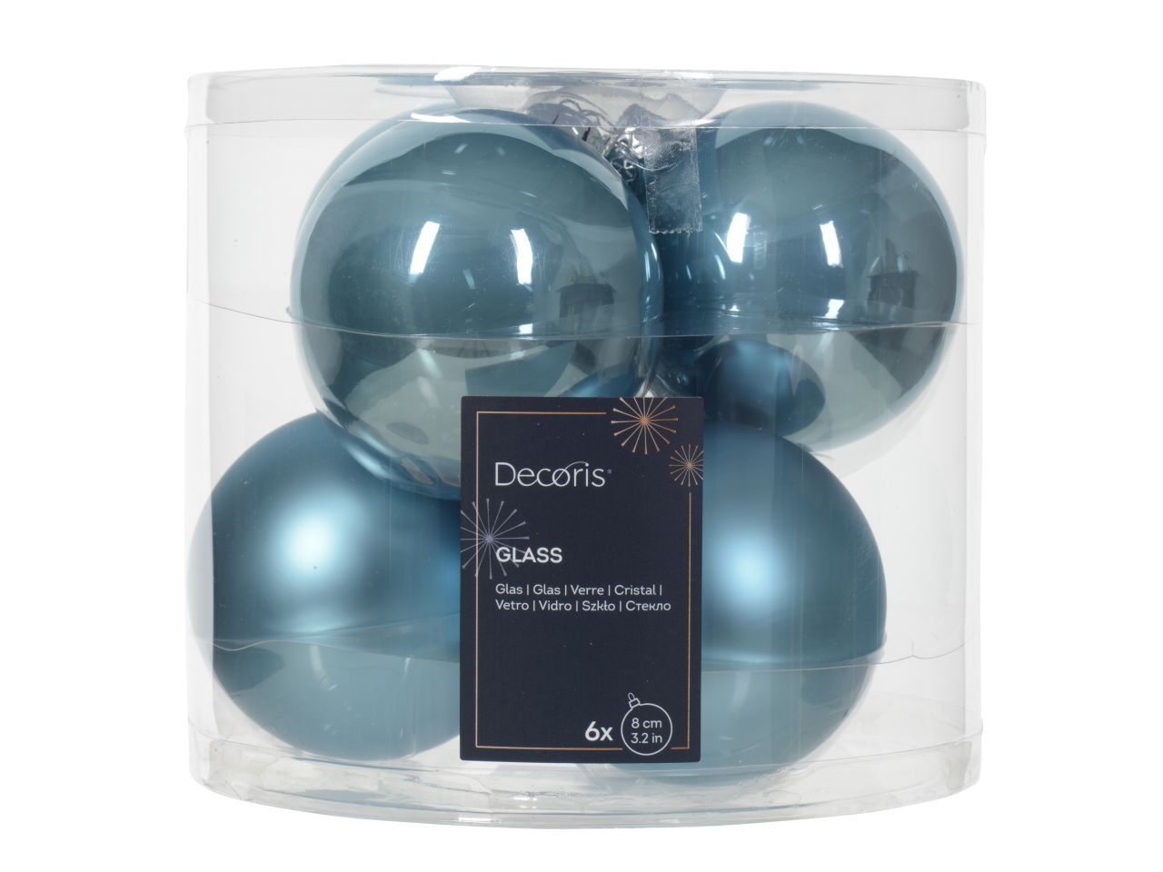 Palline di natale in vetro finitura smaltata e opaca colore canna da zucchero misura d.8cm