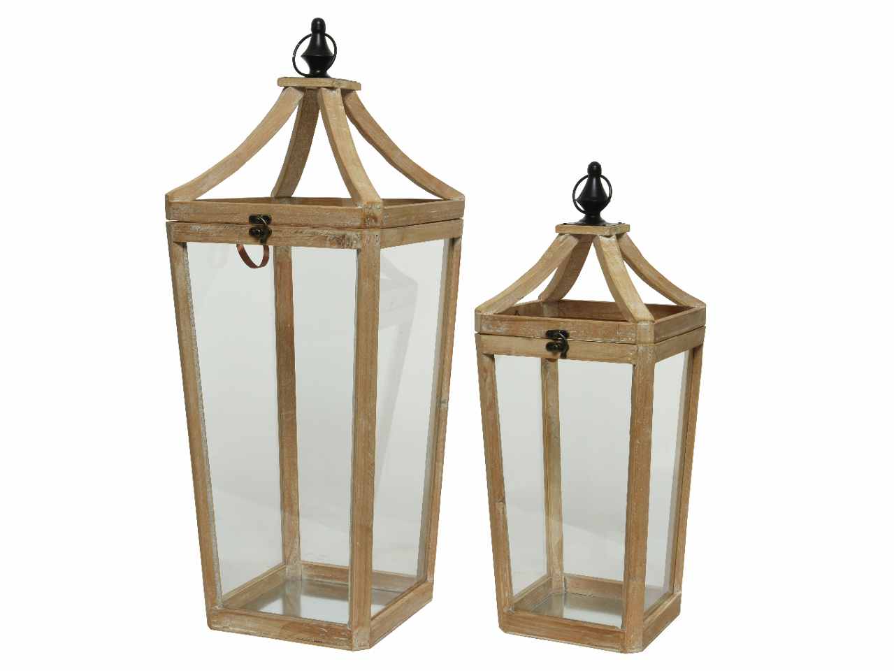 Lanterna in legno l28-w28-h74cm  l22-w22-h57.50cm