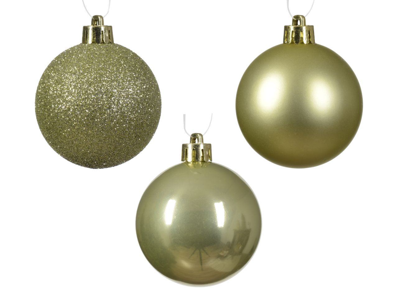 Palla di natale infrangibile finitura lucida, opaca e glitterata colore pistacchio misura d.6cm