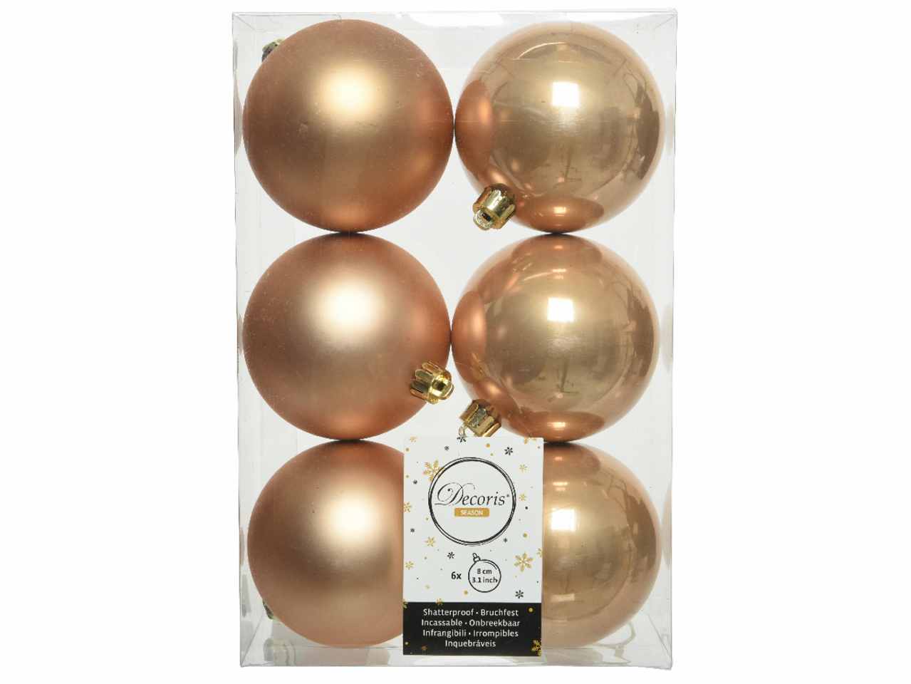 Sfera plastica d.8cm 6 pezzi champagne 22071