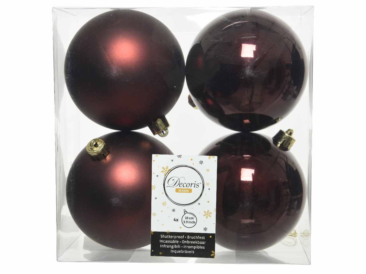 Sfera d.10cm 4pezzi bordeaux