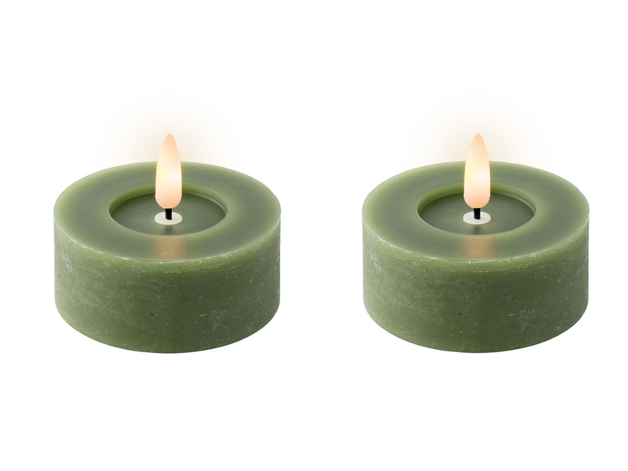 Tealight led bianco caldo in cera verde e plastica d.7xh.6 cm - Lumineo