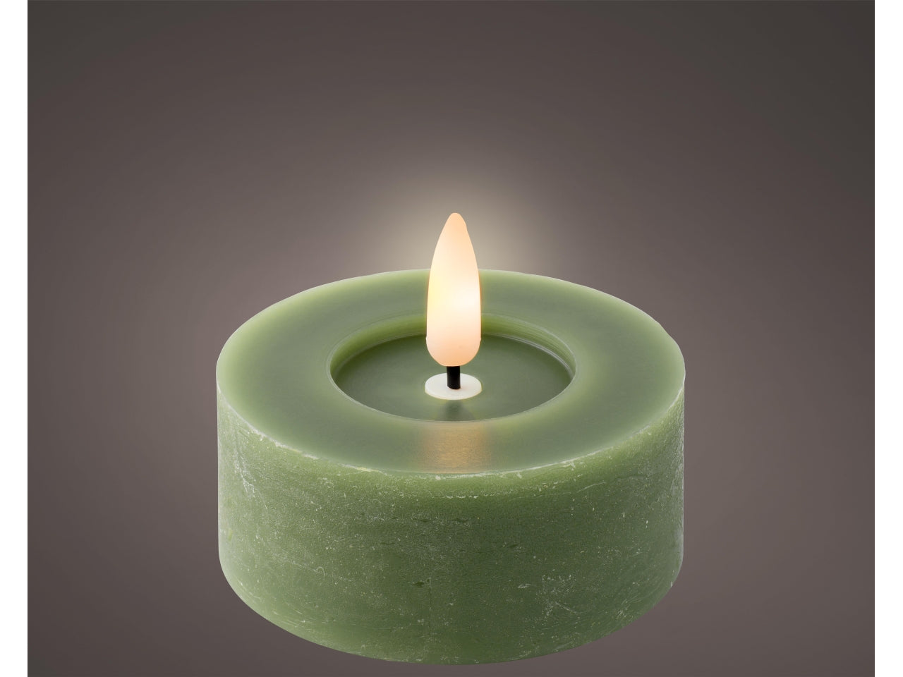 Tealight led bianco caldo in cera verde e plastica d.7xh.6 cm - Lumineo