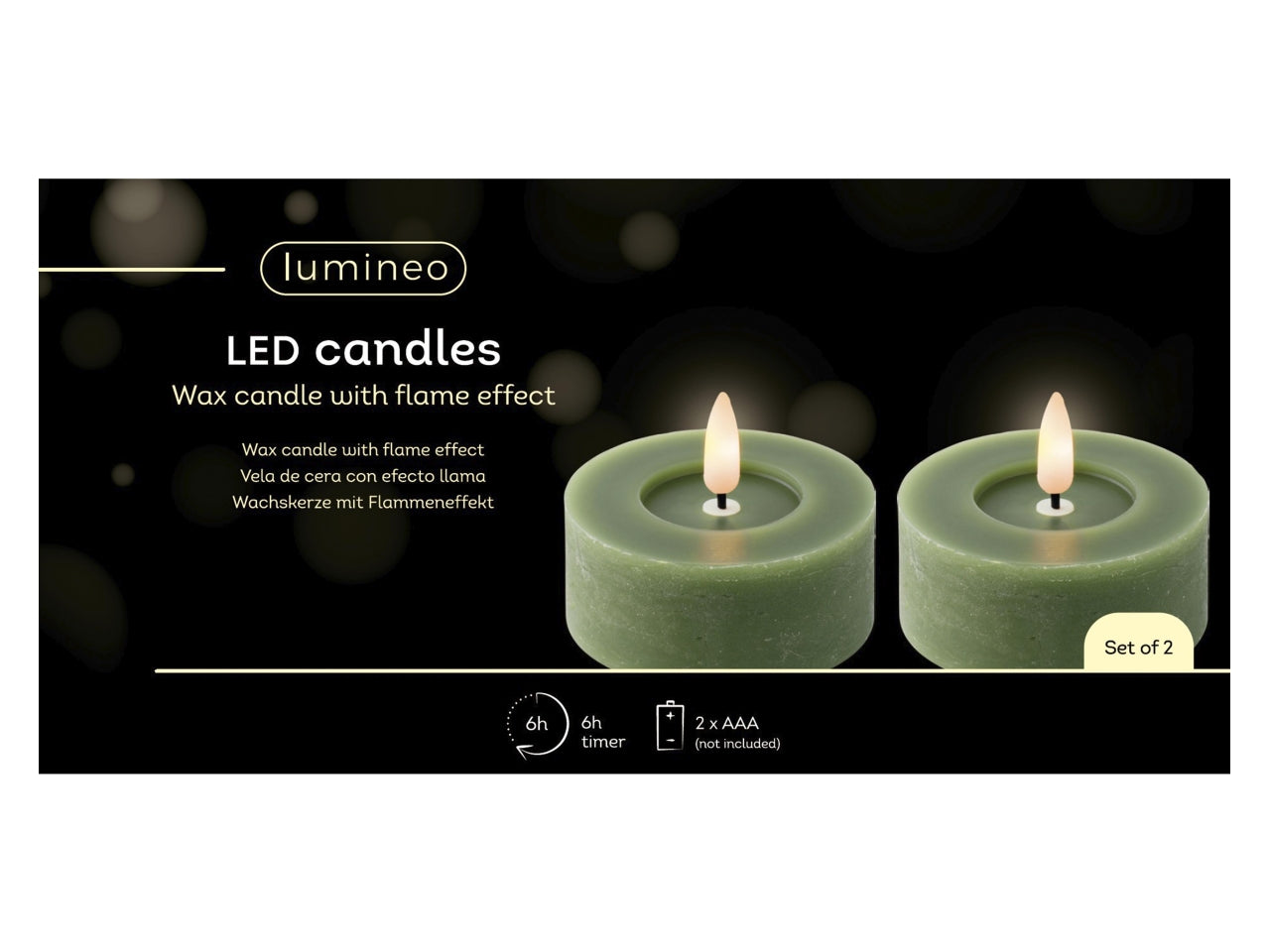 Tealight led bianco caldo in cera verde e plastica d.7xh.6 cm - Lumineo