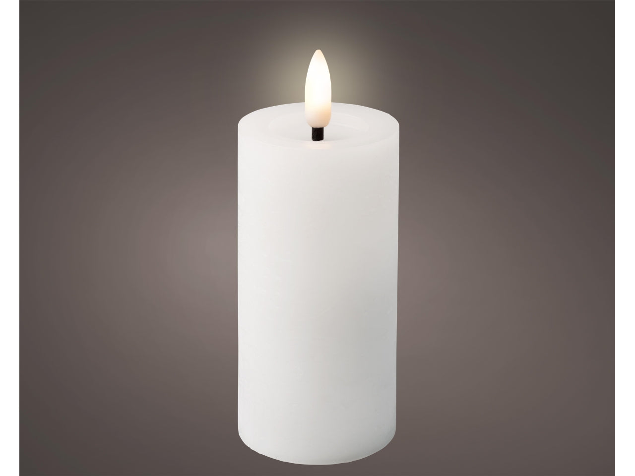 Candela con stoppino e led d.5x12,5cm a batteria bianca