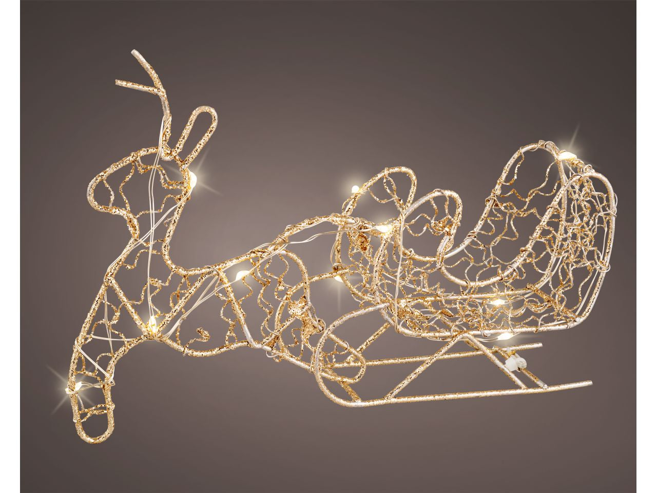 Renna in metallo con micro led ad uso interno colore oro bianco caldo misura lun.4cm x lar.19cm x alt.13cm  micro  10