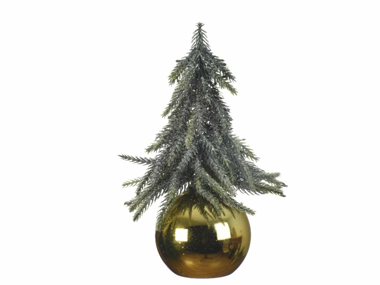 Mini albero di natale su sfera oro 16x16x28cm