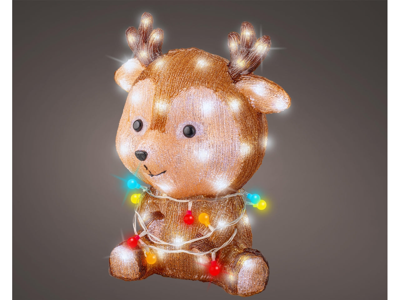 Renna decorativa con led 27x32,5x38cm effetto lampeggiante morrane per uso esterno