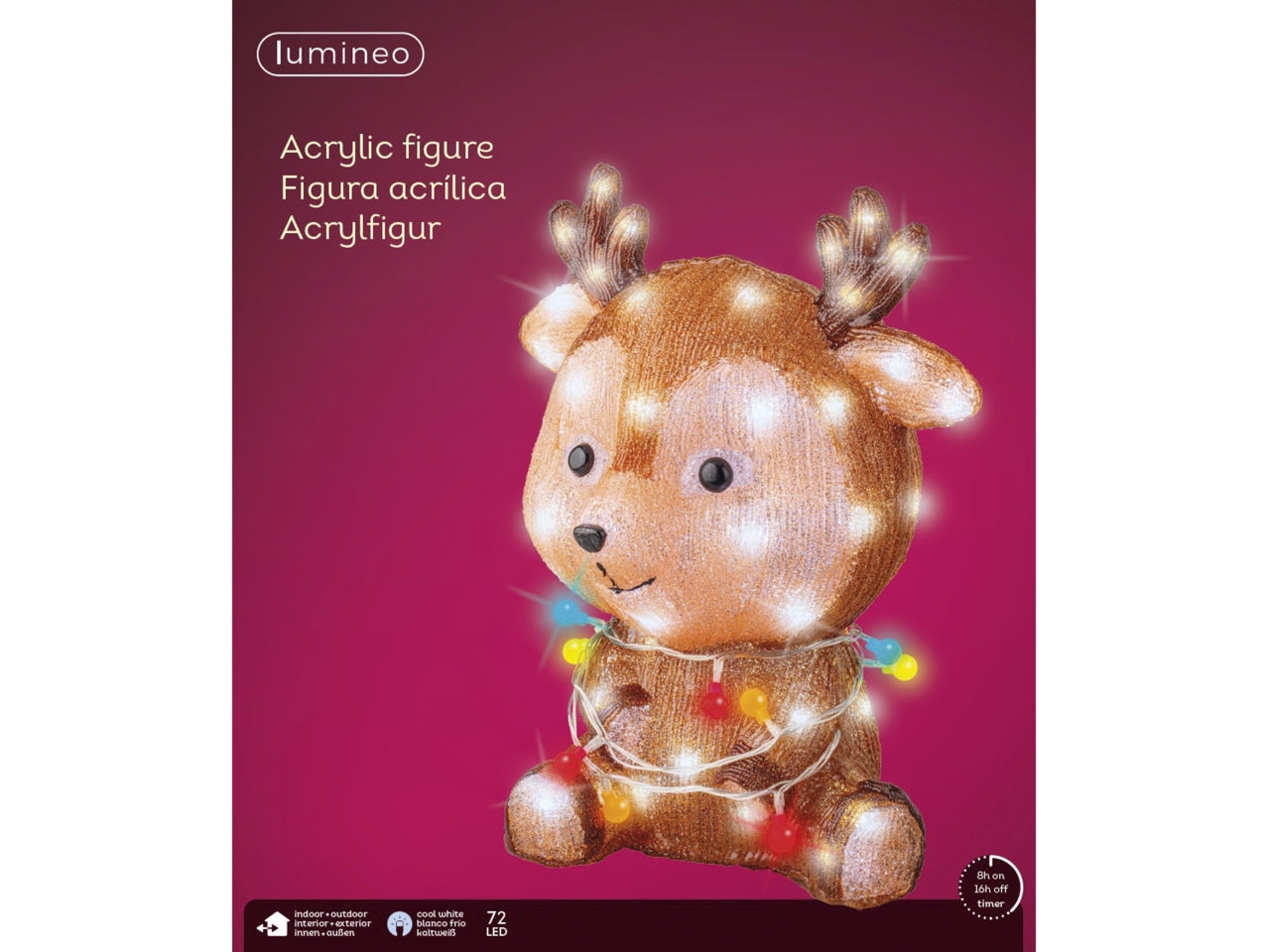 Renna decorativa con led 27x32,5x38cm effetto lampeggiante morrane per uso esterno