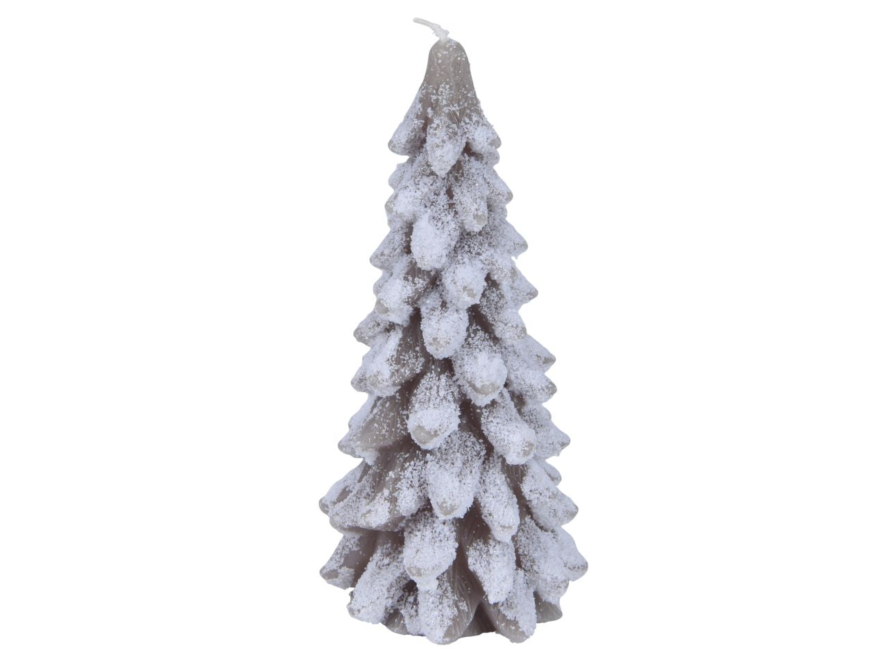 Candela di cera d.8x16,5cm a forma di albero glitterata marrone