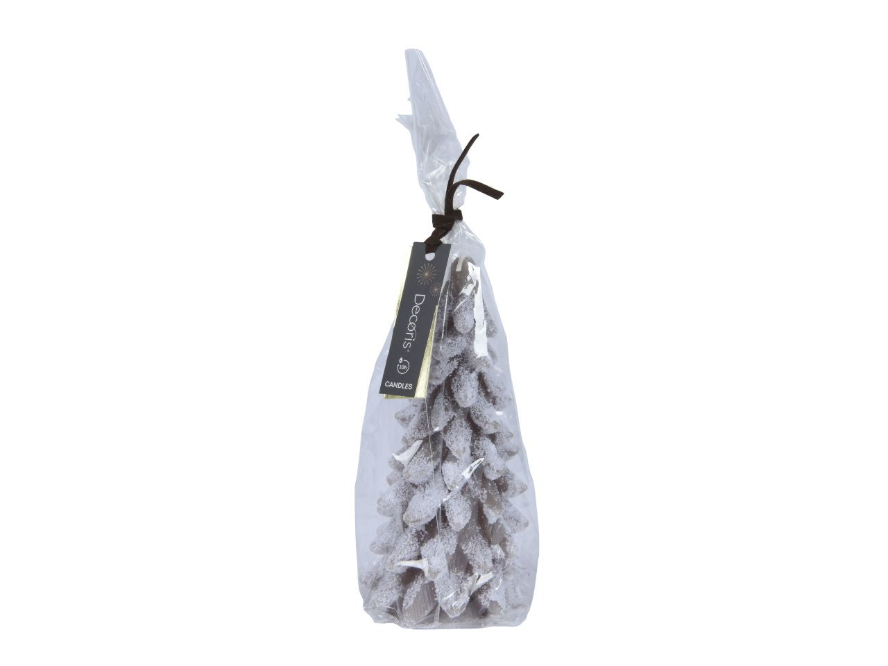 Candela di cera d.8x16,5cm a forma di albero glitterata marrone