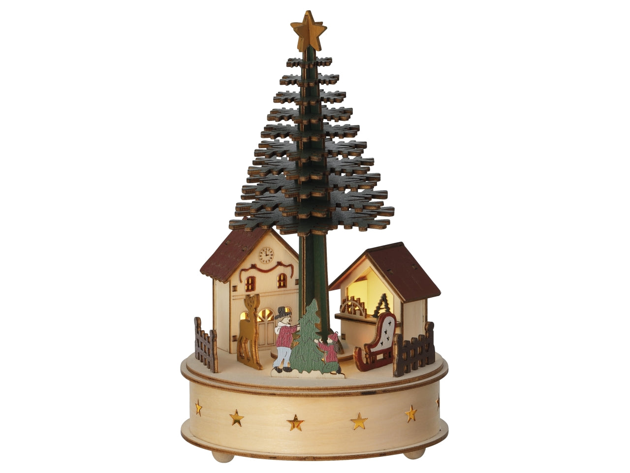 Scenario natalizio in legno con led d.15x25cm a batteria
