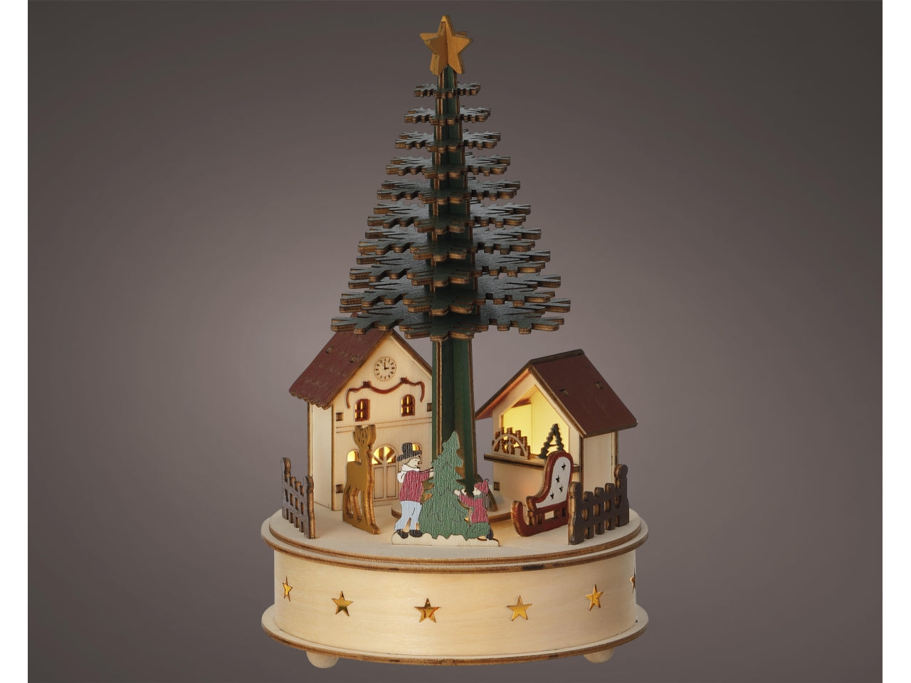 Scenario natalizio in legno con led d.15x25cm a batteria