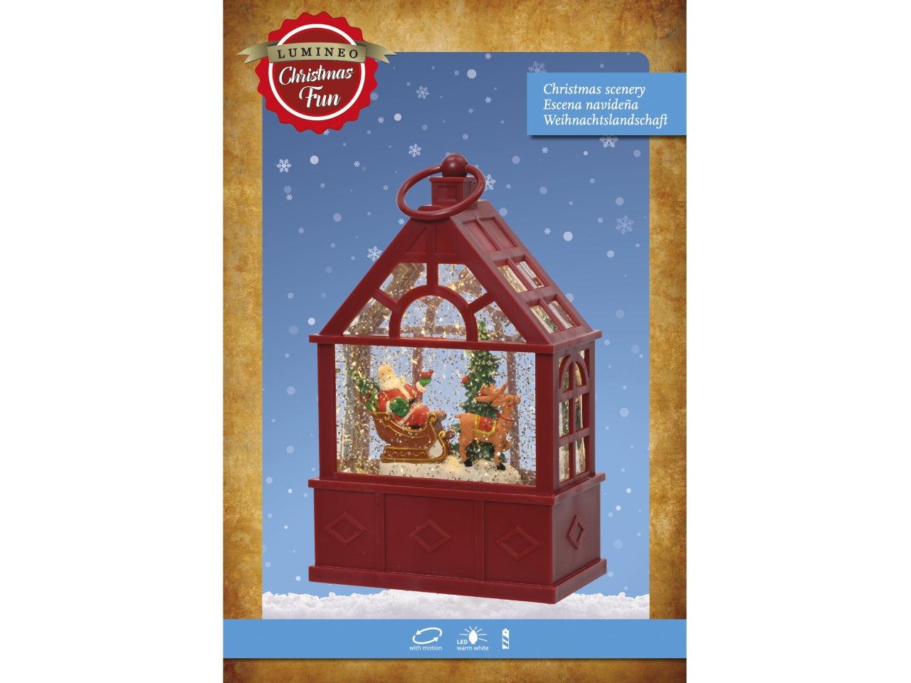Scenario natalizio a led con acqua 7,3x13,4x25,4cm a batteria rosso