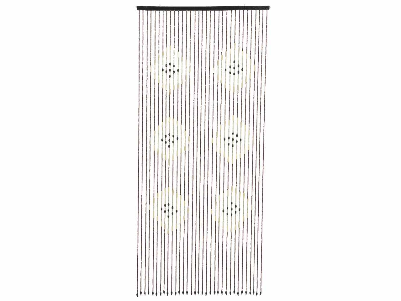 Tenda di bamboo con decorazione di perline e barra in legno 2 fantasie assortite 90xh.200cm