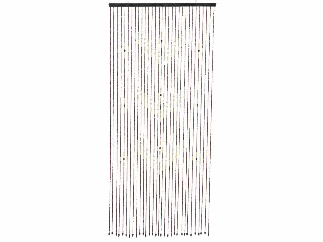 Tenda di bamboo con decorazione di perline e barra in legno 2 fantasie assortite 90xh.200cm