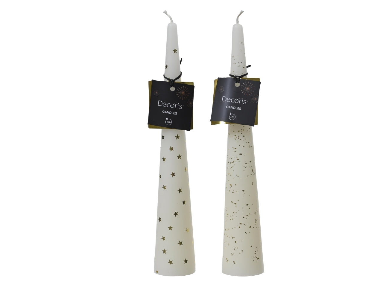 Candela decorativa conica d.4,5x25cm bianca in 2 assortimenti