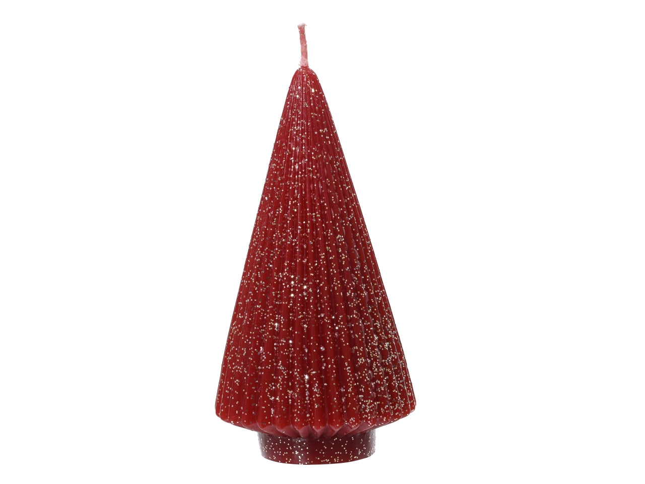 Candela a forma di albero di natale rossa glitter champagne d.8,5x17 cm  Decoris