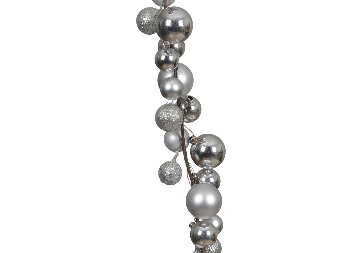 Ghirlanda di palline infrangibile 6x6x180cm opaco, lucido, glitterato argento