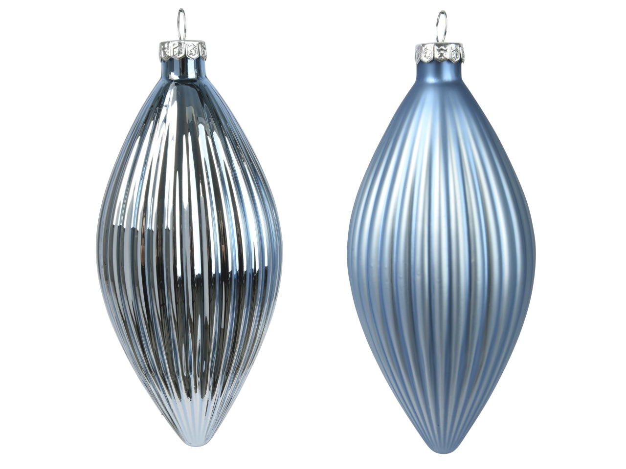 Pendente di vetro d.6x13cm a forma di oliva opaco blue la confezione contiene 3 pendenti