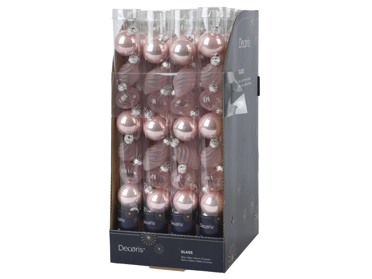 Palla di vetro d.3cm lucida, opaca mix rosa la confezione contiene 9 palle