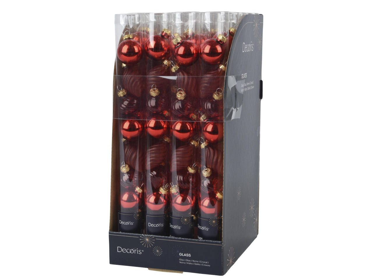 Palla di vetro d.3cm lucida, opaca mix rossa la confezione contiene 9 palle