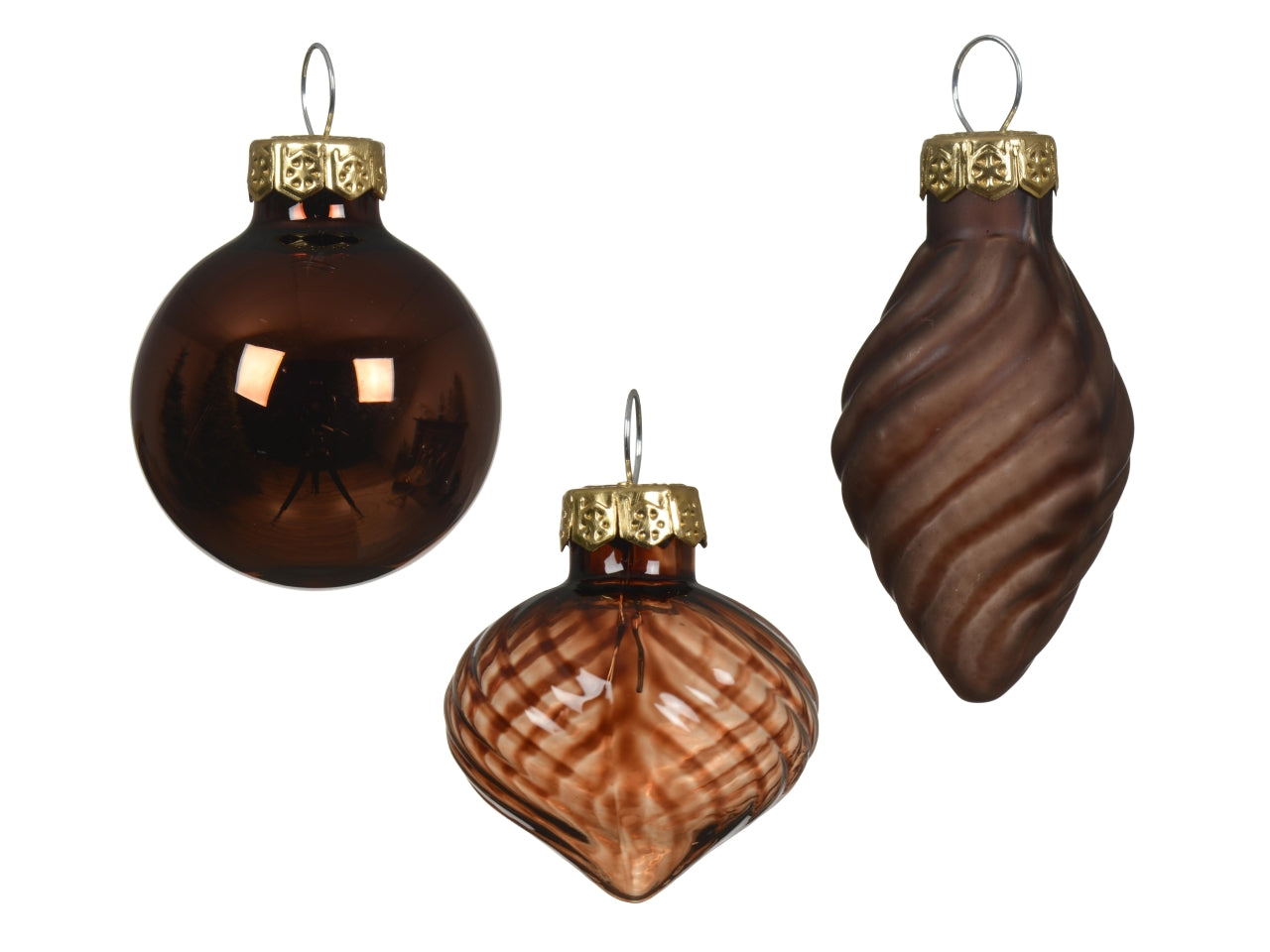 Palla di vetro d.3cm lucida, opaca mix marrone la confezione contiene 9 palle
