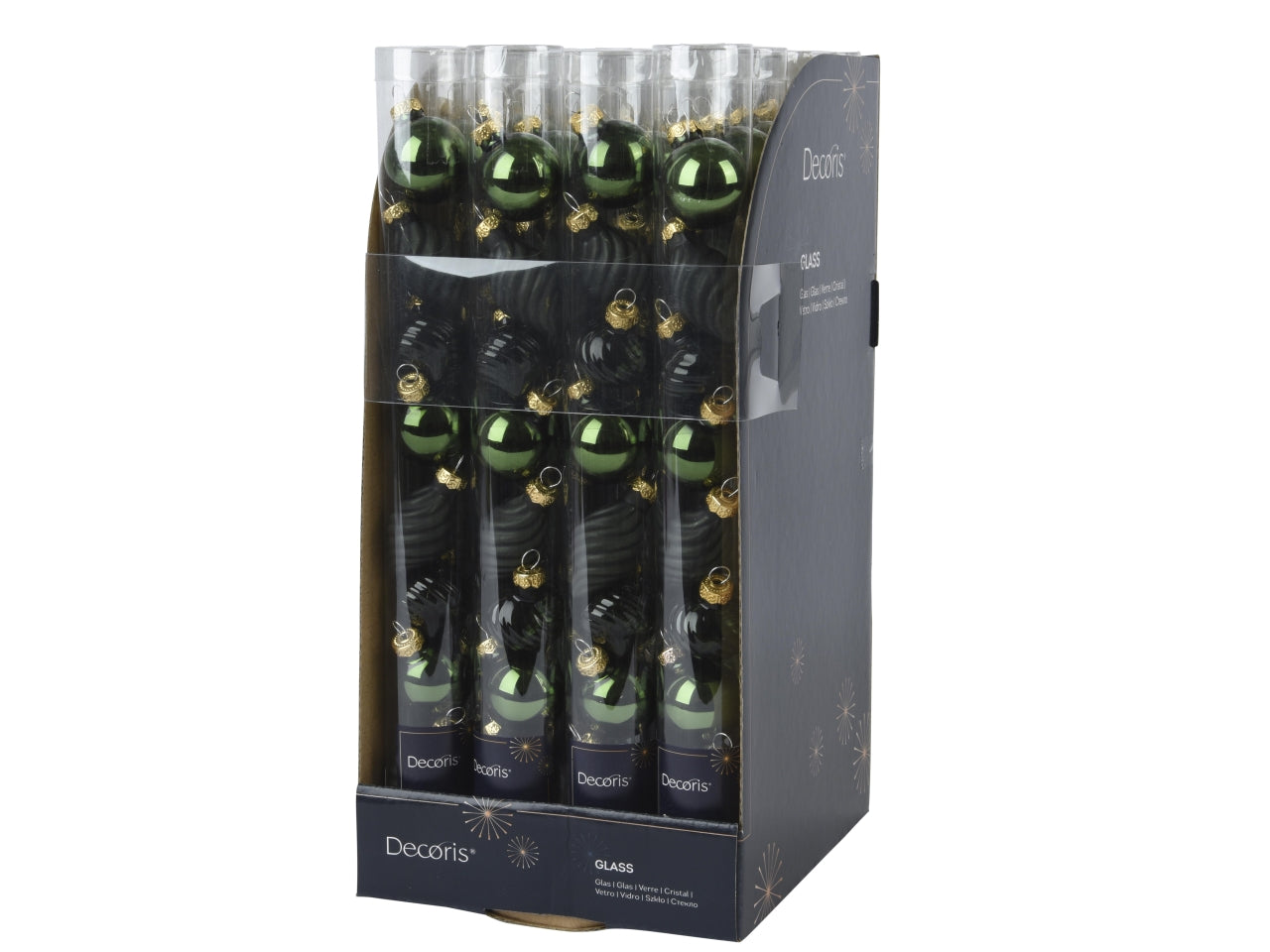 Palla di vetro d.3cm lucida, opaca mix verde la confezione contiene 9 palle