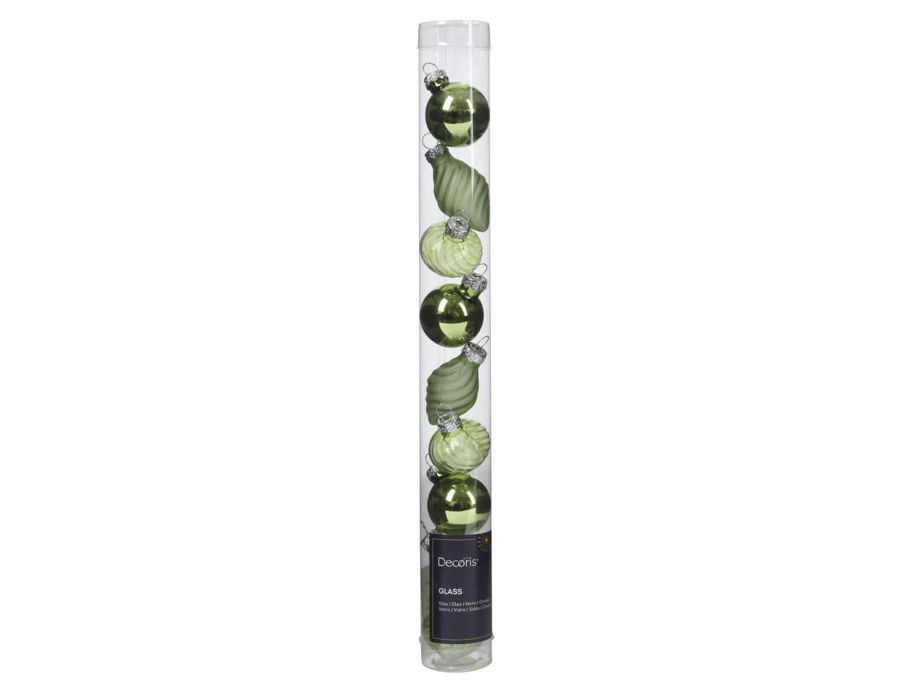 Palla di vetro d.3cm lucida, opaca mix verde la confezione contiene 9 palle