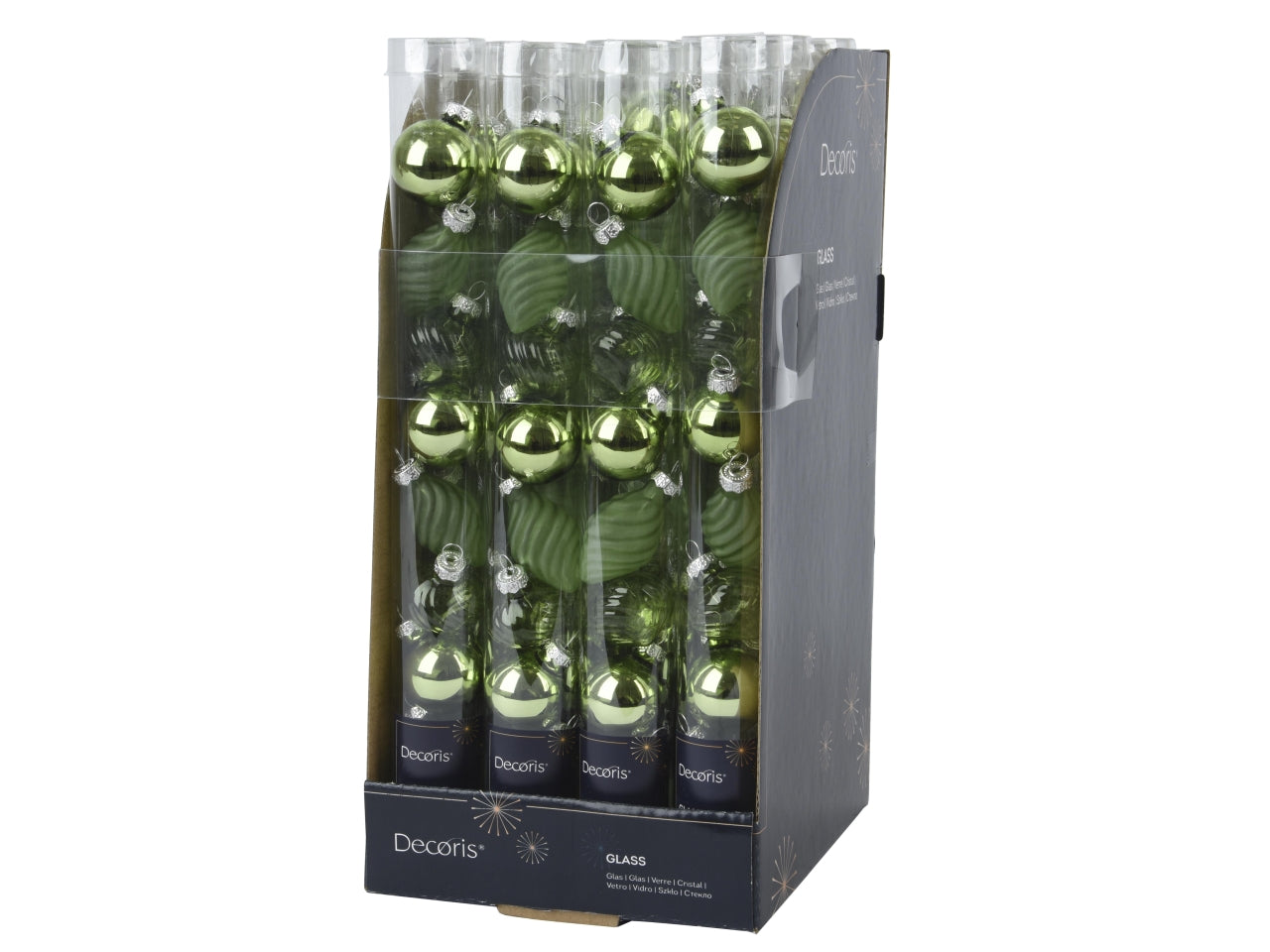 Palla di vetro d.3cm lucida, opaca mix verde la confezione contiene 9 palle