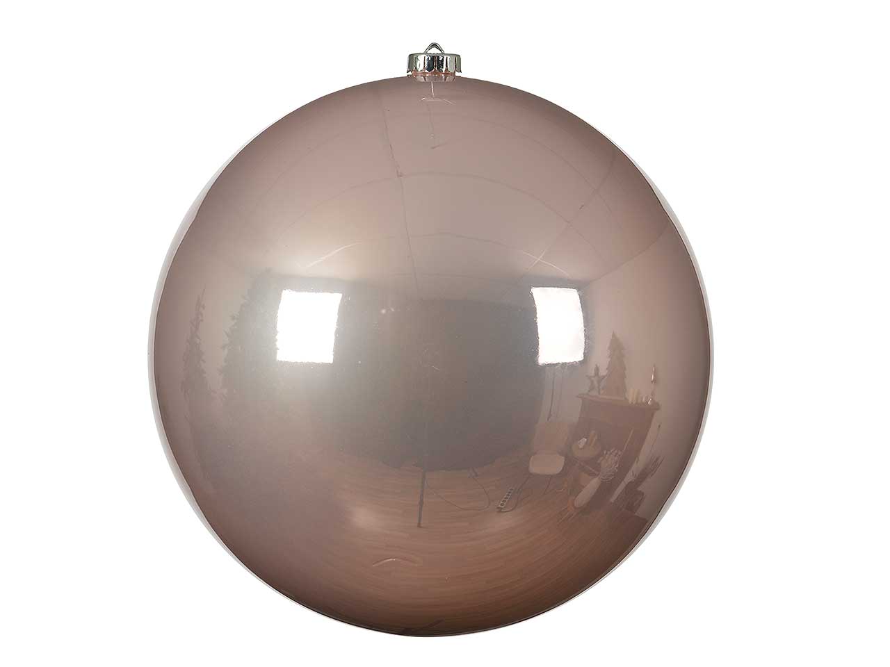 Palla di natale infrangibile finitura lucida colore rosa tenue misura d.25cm