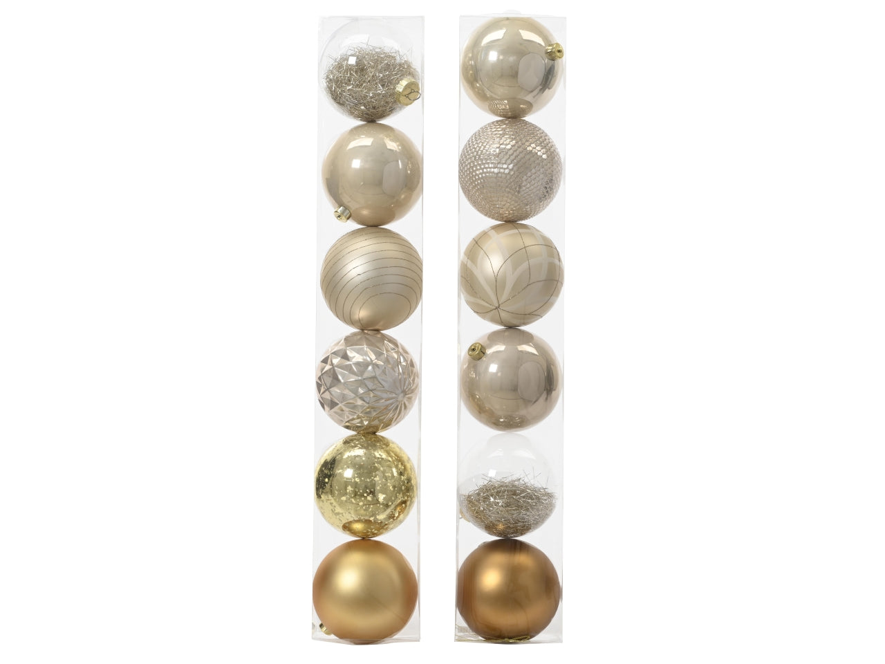 Palla di natale oro lucida opaca glitterata in plastica d.15 cm, set da 6 palle - Decoris