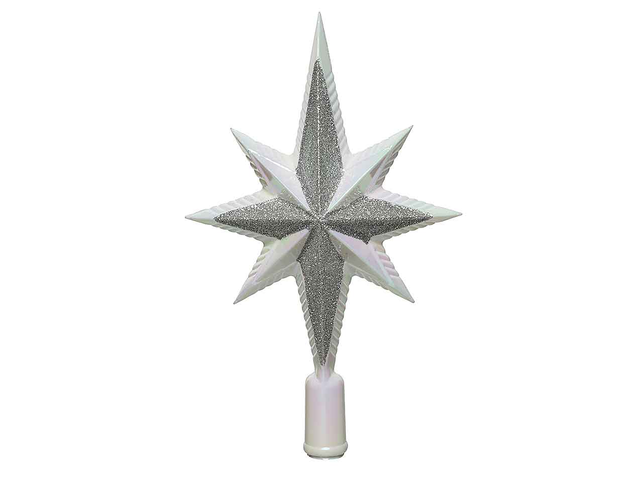 Puntale infrangibile glitterato colore perla misura lun.6.5cm x lar.14.5cm x alt.25.5cm