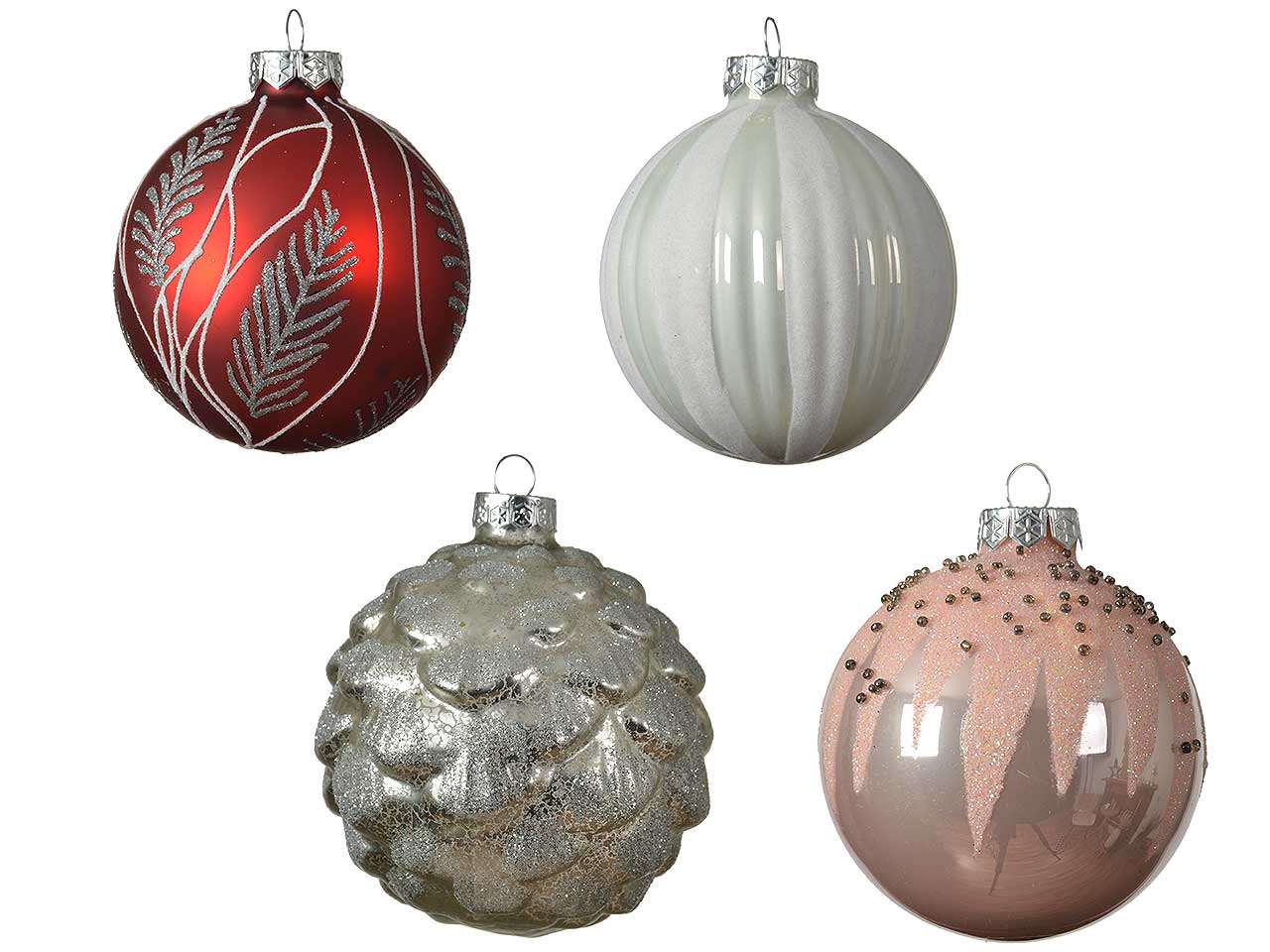 Palline natalizie assortiti in vetro diametro 8cm