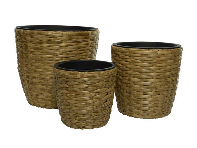 Vaso tondo 3 pezzi marrone 801514