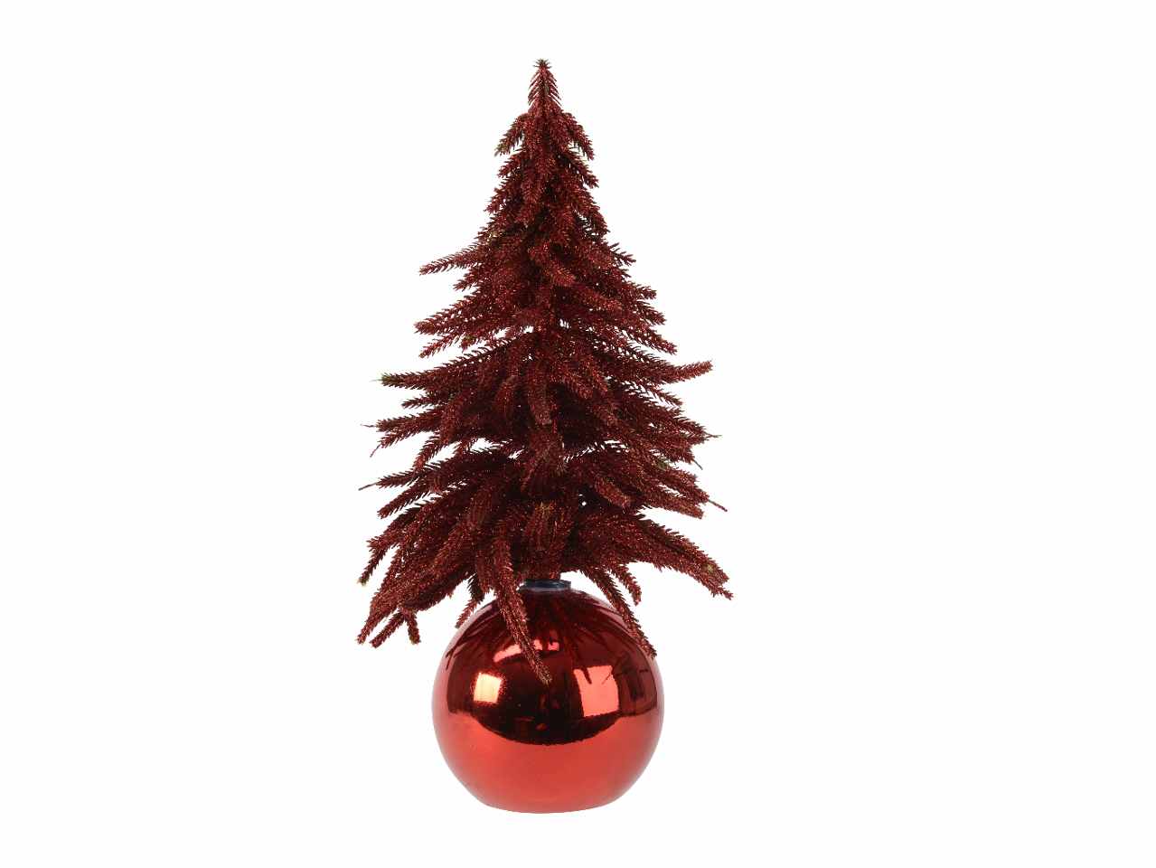 Mini albero di natale 20x20x38cm su sfera rosso