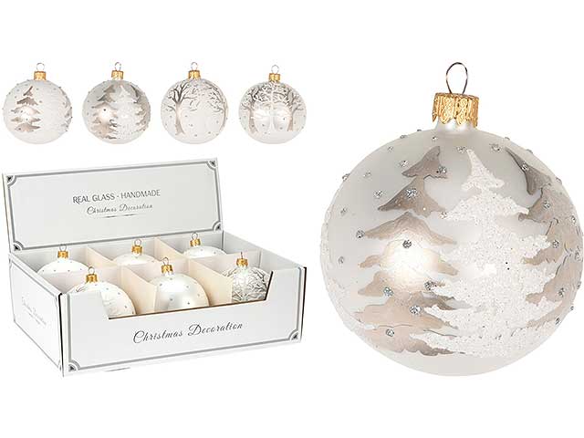 Palla di natale in vetro misura 10cm decorazione albero di natale in 4 assortimenti