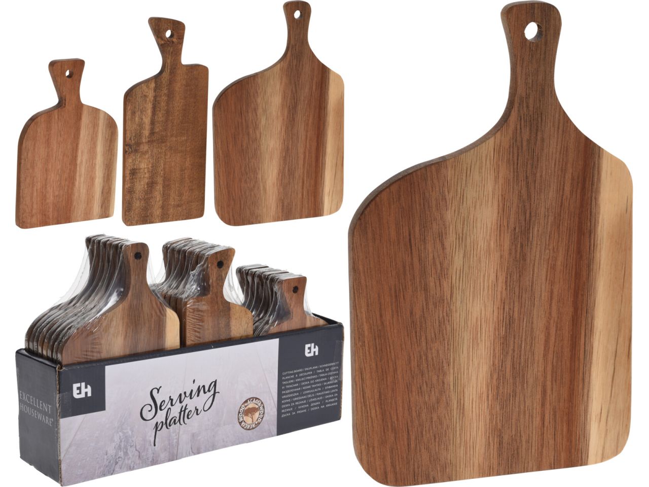 Tagliere in acacia 3 forme assortite