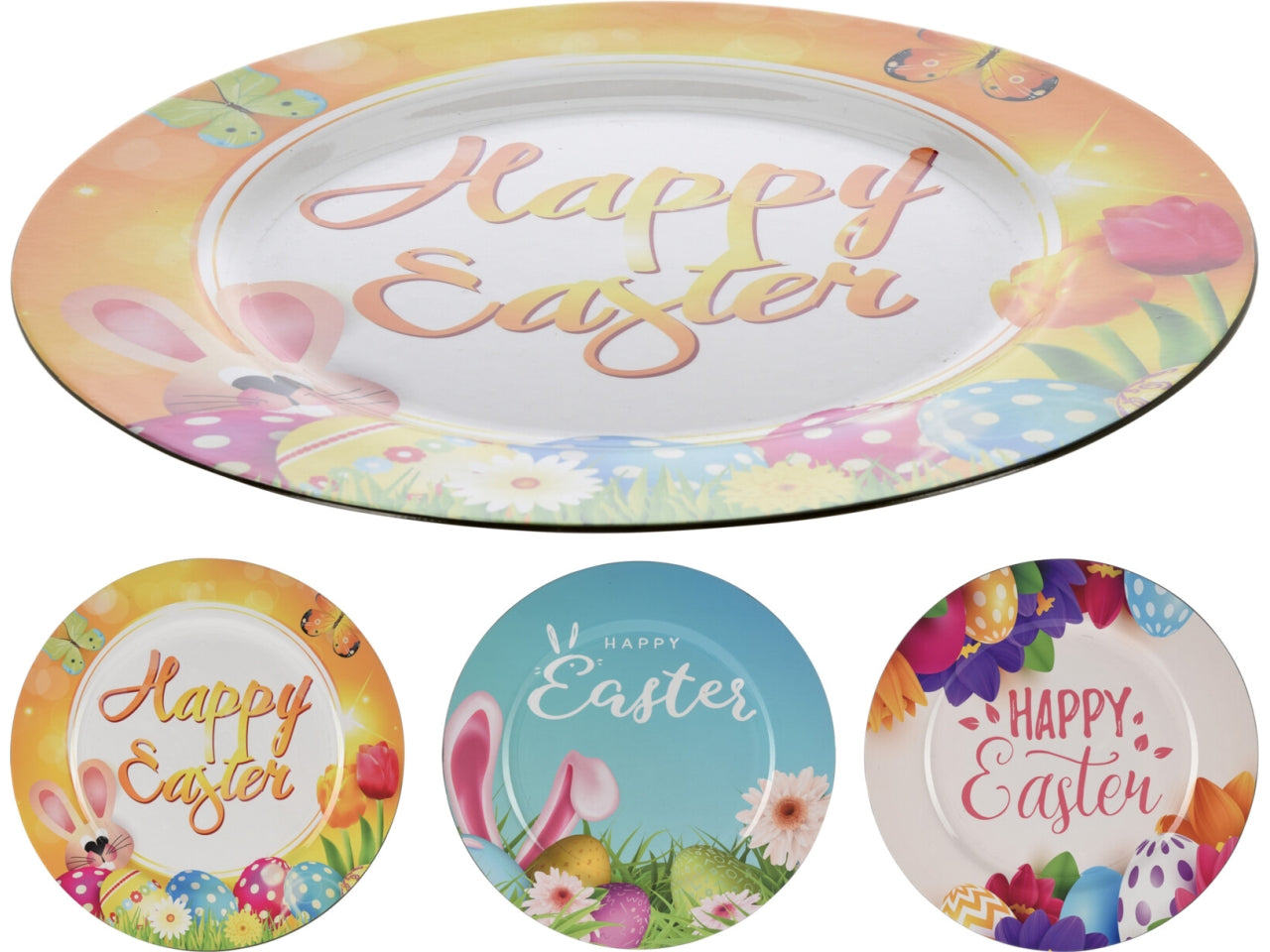 Piatto plastica pasqua misura 33cm in 3 assortimenti