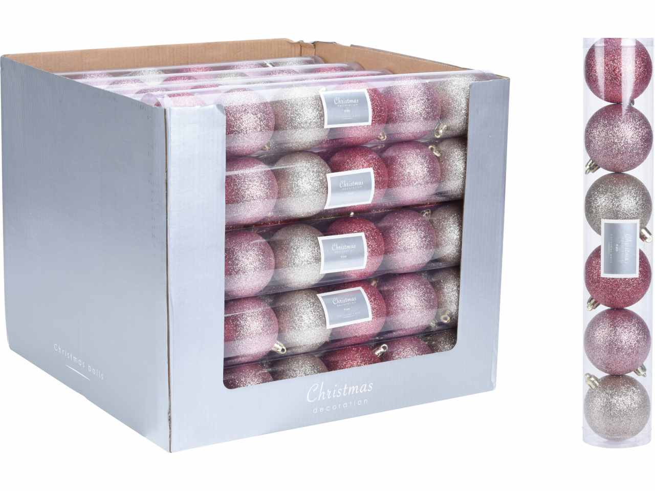 Sfere 6pezzi in plastica d.60mm nei colori oro e rosa