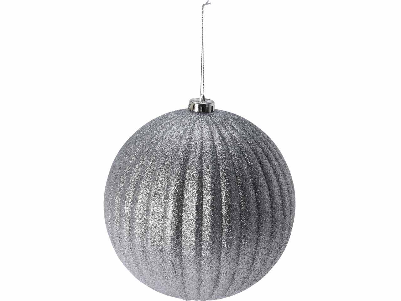 Sfera xl in plastica d.18cm argento glitter