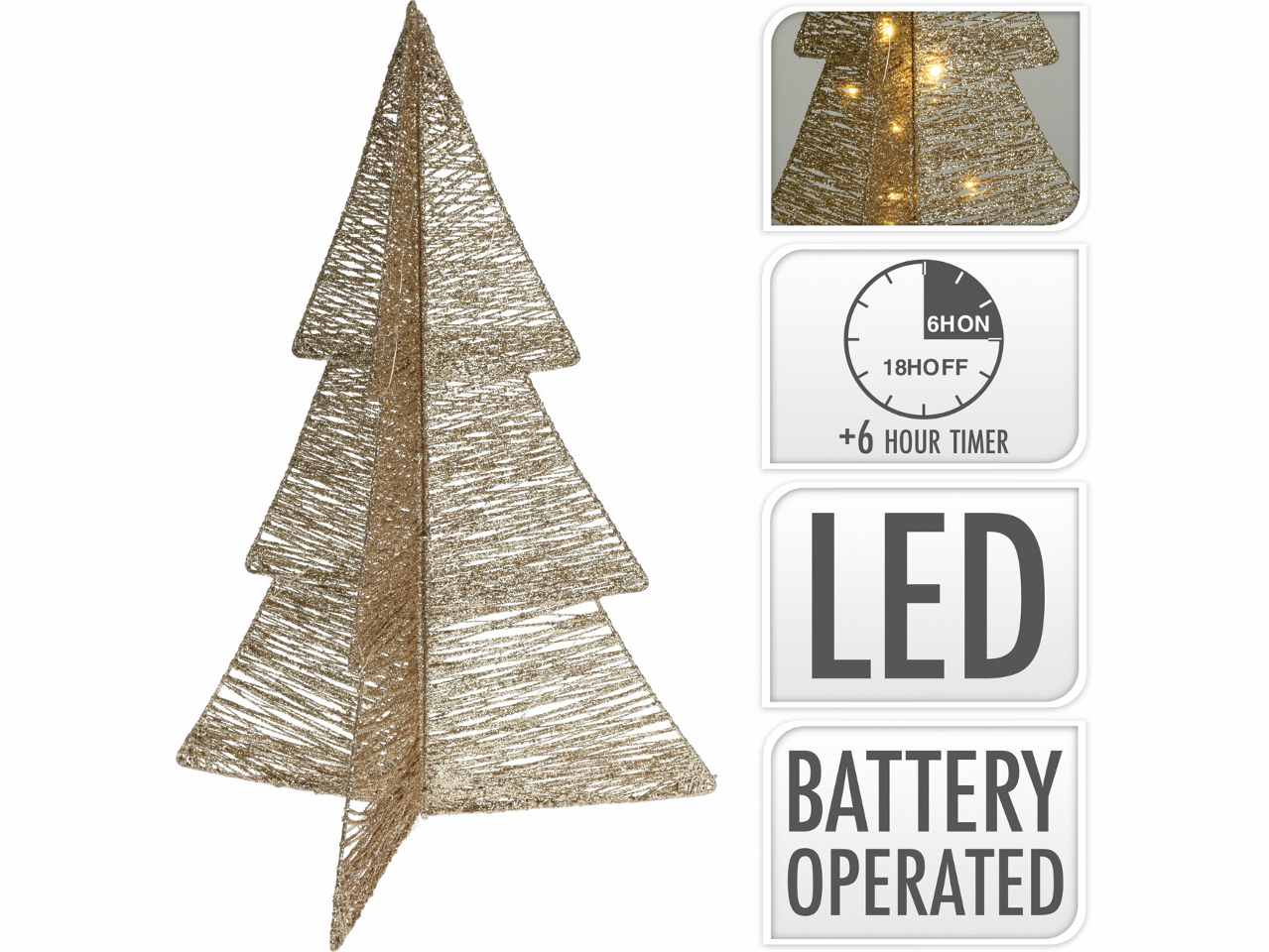 Albero champagne con 20led 20x50cm