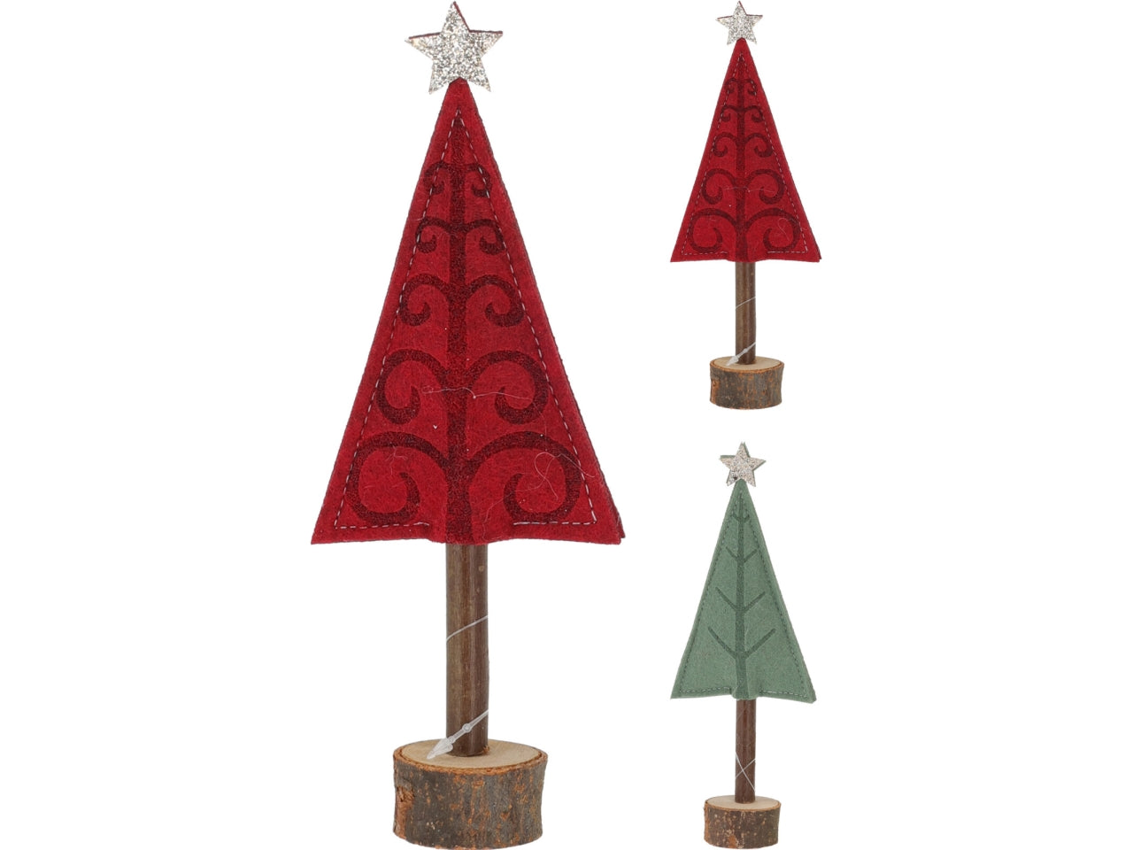 Albero di natale in feltro/legno 23cm in 2 assortimenti