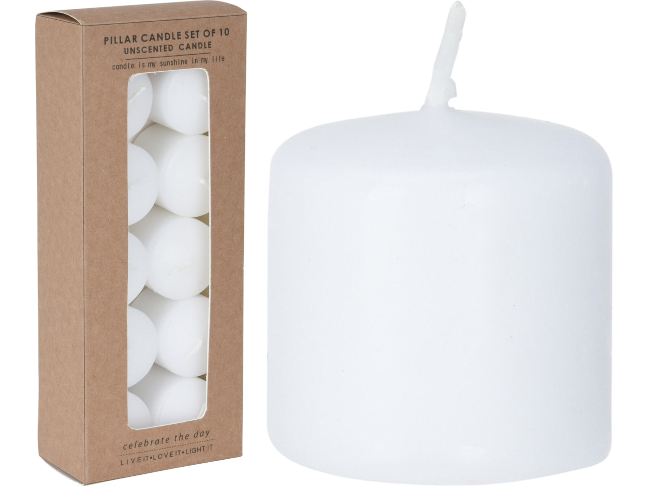 Candele bianche 3x3cm la confezione contiene 10 candele