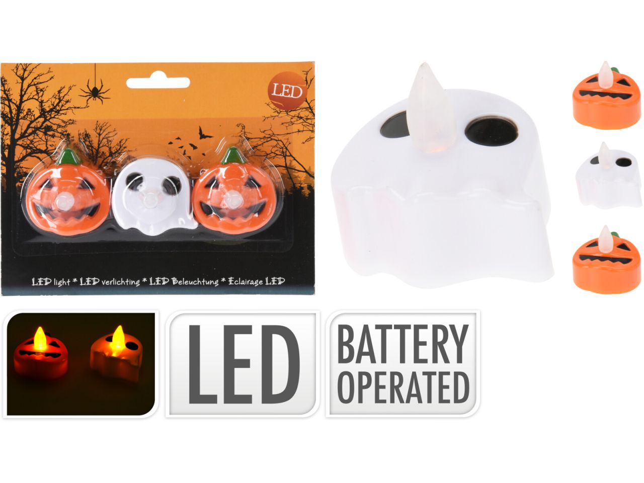 Candele led halloween 3cm - la confezione contiene 3 pezzi
