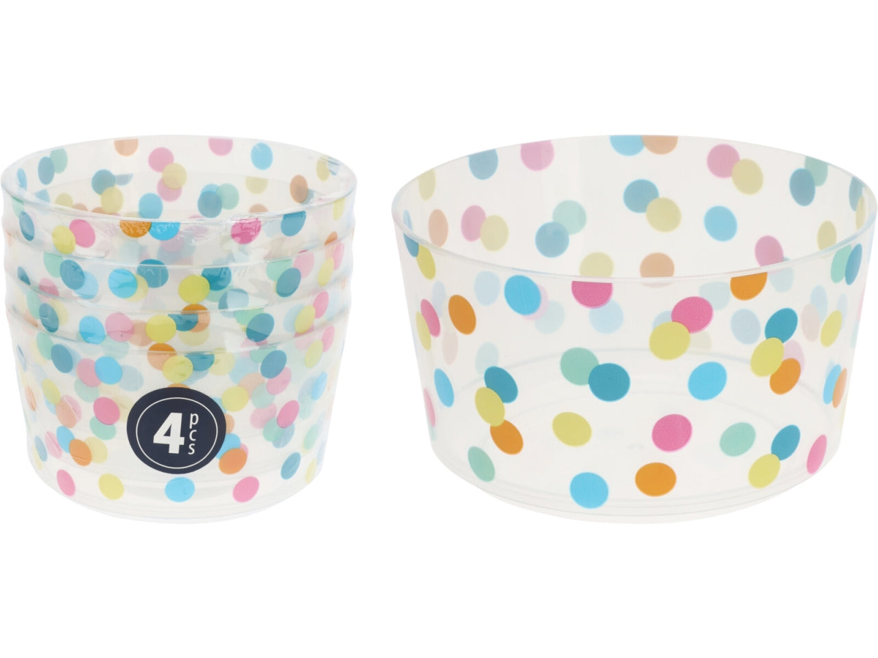 Set di 4 Ciotole a pois multicolor in Polipropilene da 430ml